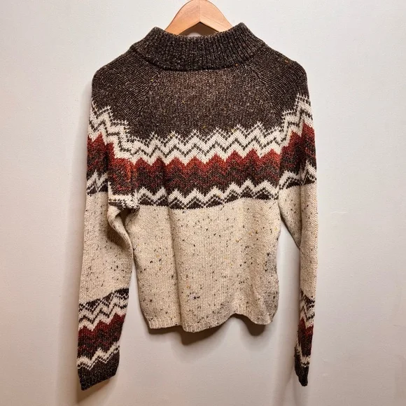 Soybu Fair Isle Half-Zip Sweater in Cream, Brown & Rust - Picture 2 of 3